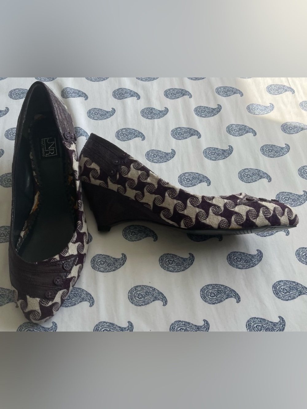 Not Rated Women’s Printed Purple & White Wedge Heel Pumps